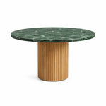 تحميل الصورة إلى عارض المعرض، The Marx Dining Table with Marble Top and Fluted Wooden Leg