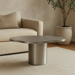 تحميل الصورة إلى عارض المعرض، The Jamie Coffee Table in Brushed Stainless Steel elevates a modern living room with its sleek design and elegant finish