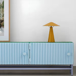 تحميل الصورة إلى عارض المعرض، White TV cabinet with storage, adding elegance to a contemporary family room.