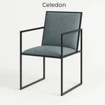 تحميل الصورة إلى عارض المعرض، Comfortable iron leg dining chair featured in a vibrant dining room, offering both style and support.