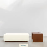 تحميل الصورة إلى عارض المعرض، Sebastian Coffee Table and Italian ottoman with Sienna whitish fabric in minimalist setting.