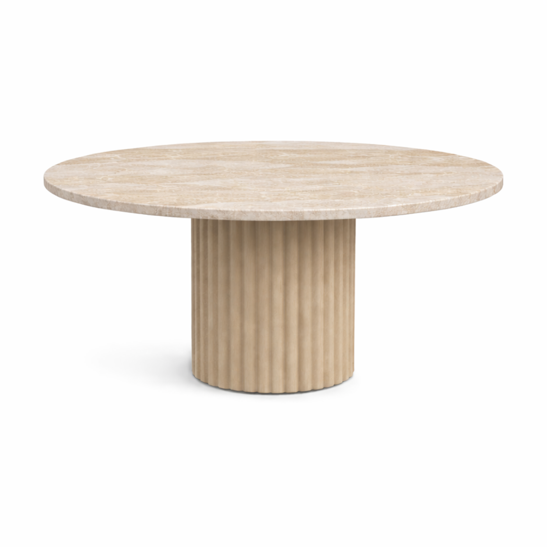 The Marx Dining Table with Marble Top and Fluted Microplaster Legs