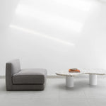 تحميل الصورة إلى عارض المعرض، Side view of The Eliza Coffee Table featuring a bold black marble surface – a sophisticated black marble coffee table perfect for modern interiors.