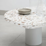 تحميل الصورة إلى عارض المعرض، Close-up of the Eliza Coffee Table’s elegant white Carrara marble top with intricate vein details, enhancing home decor.