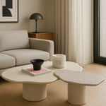 تحميل الصورة إلى عارض المعرض، The Elon Nesting Coffee Tables enhance the living room ambiance with their white marble tops and space-saving nesting design.
