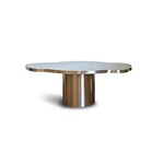 تحميل الصورة إلى عارض المعرض، Brushed stainless steel coffee table, blending industrial charm with a clean, polished aesthetic.