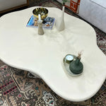 تحميل الصورة إلى عارض المعرض، Modern and airy, The Jamie Coffee Table complements Nordic interiors with its white round base and glass top – a perfect white round coffee table UAE customers seek.