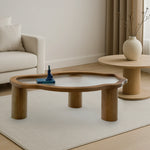 تحميل الصورة إلى عارض المعرض، Featuring a glass top and wood base, The Jamie Coffee Table adds sophistication to the lifestyle scene, perfect for modern homes.