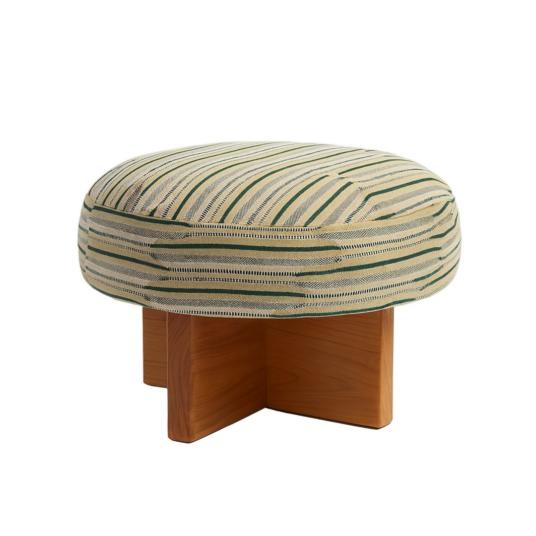 The Ronin Ottoman Stool - Modern Upholstered Footrest with Solid Wood Base