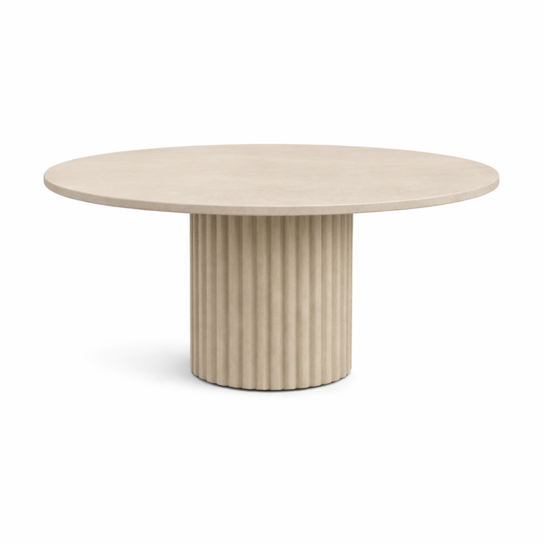 The Marx Microplaster Dining Table with Fluted Legs