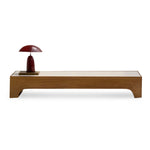 تحميل الصورة إلى عارض المعرض، The Noah Low Coffee Table in chocolate finish—modern rectangle coffee table with ash wood and Crema marble, ideal for minimalist interiors.