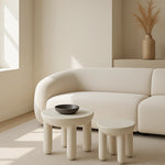 تحميل الصورة إلى عارض المعرض، Cream round coffee table in Scandinavian-inspired lounge setup