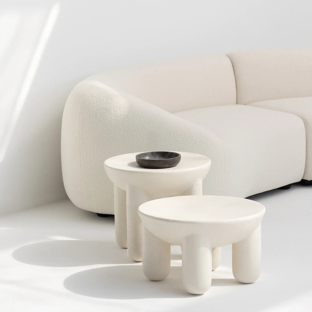 The Signe cream coffee table styled in modern living room setting