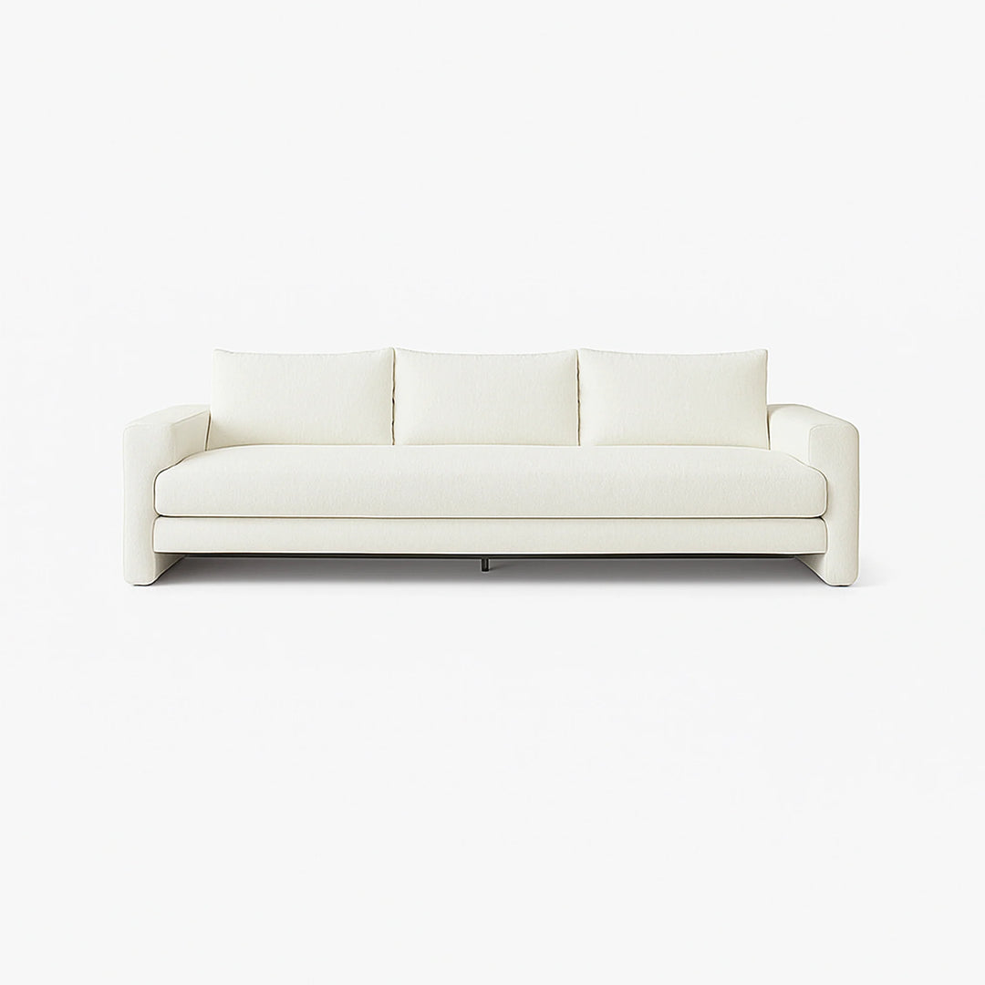 Elegant modern white sofa designed to add sophistication to any minimalist living space.