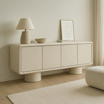 تحميل الصورة إلى عارض المعرض، Minimalist Microplaster sideboard cabinet enhancing the aesthetic of a modern apartment.