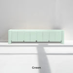 تحميل الصورة إلى عارض المعرض، Corner green TV stand in a bright family room, offering functionality and clean lines.