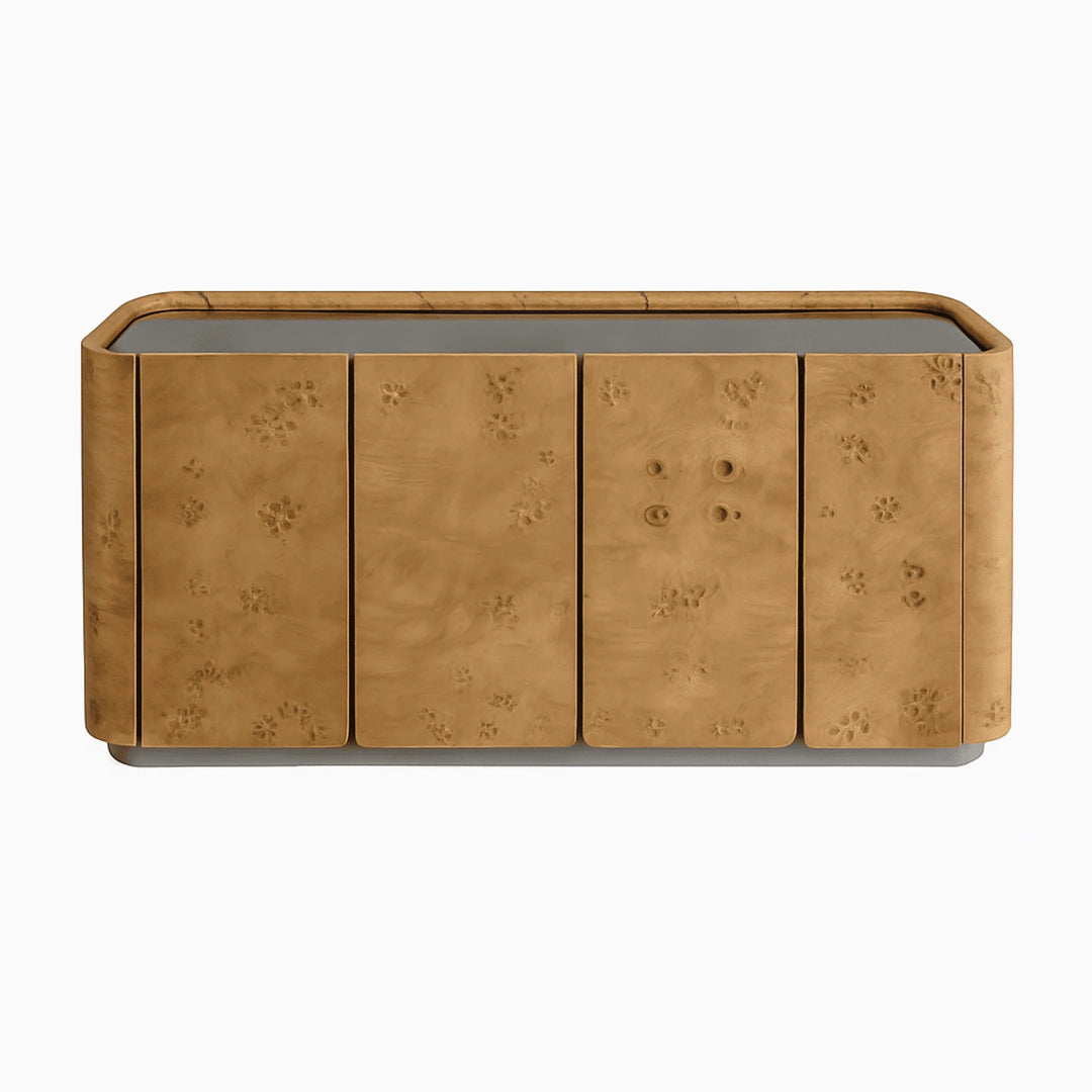 The Berta Burlwood and Brushed Stainless Steel Sideboard