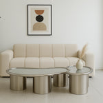 تحميل الصورة إلى عارض المعرض، In a stylish living room setting, The Willow Chrome Coffee Table With Small Gestures serves as a functional and aesthetic centerpiece
