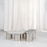 تحميل الصورة إلى عارض المعرض، The Willow Chrome Coffee Table With Small Gestures complements contemporary interiors, offering both elegance and practicality.