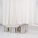 تحميل الصورة إلى عارض المعرض، The Willow coffee Table in Chrome and Glass - Large
