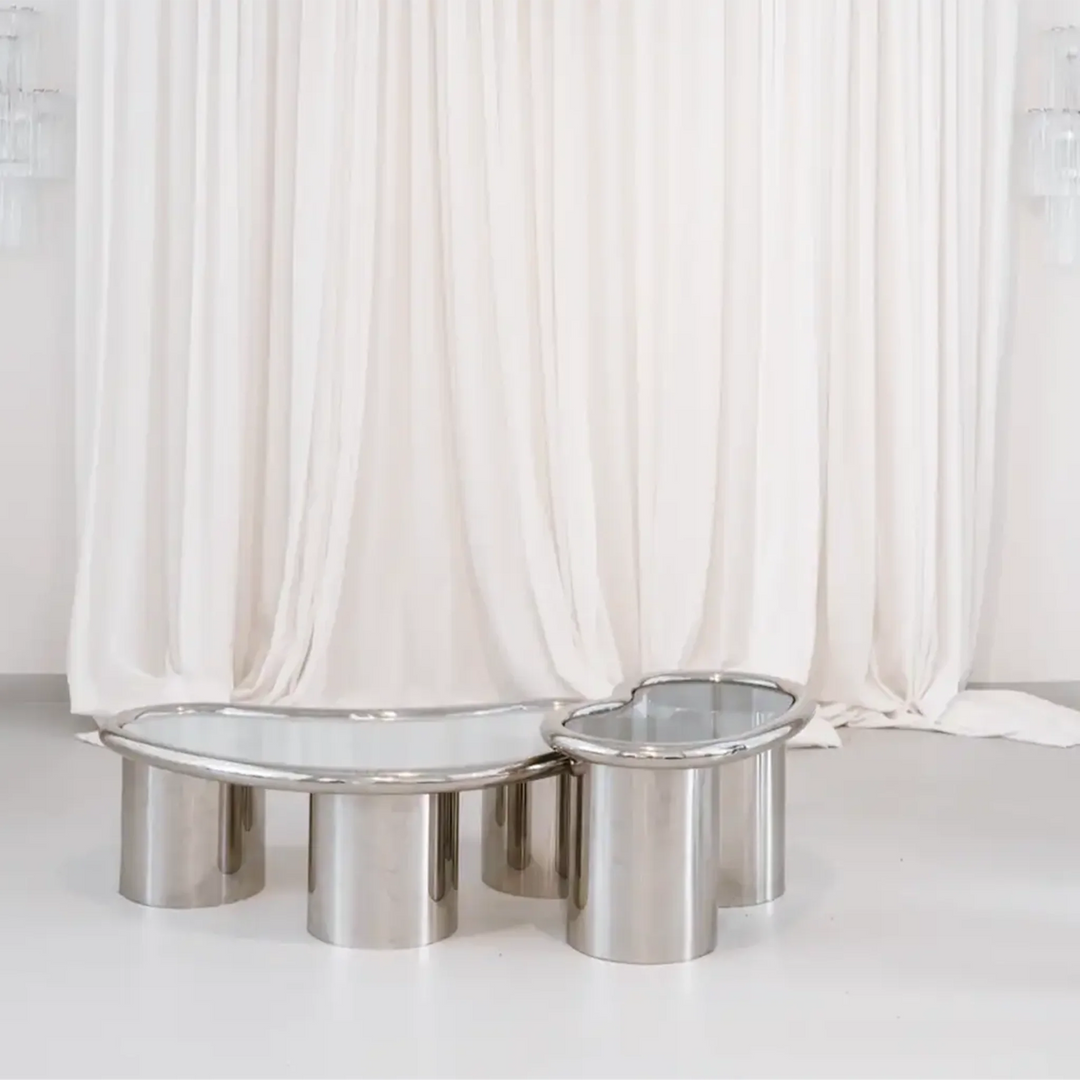The Willow coffee Table in Chrome and Glass - Large