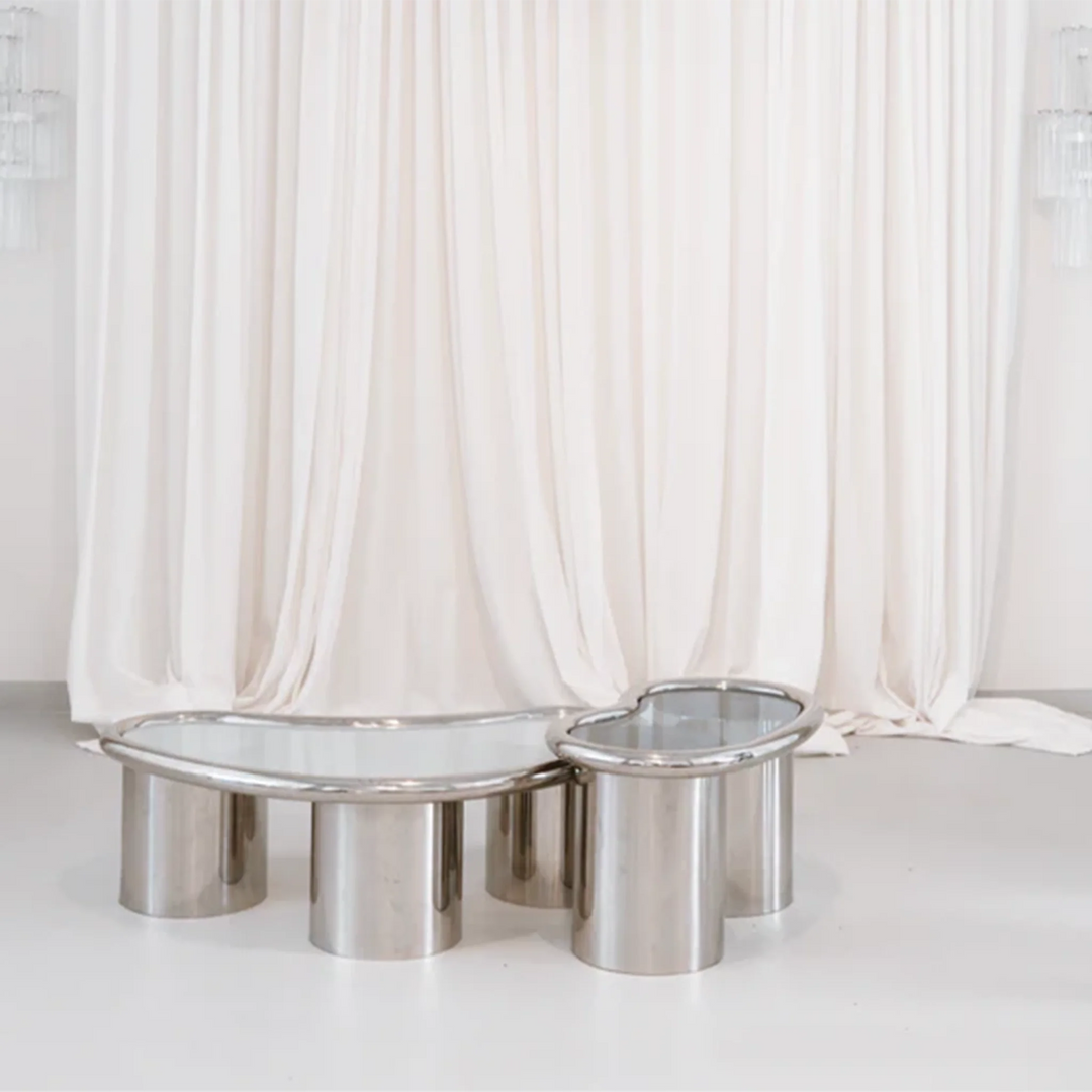 The Willow coffee Table in Chrome and Glass - Large