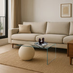 تحميل الصورة إلى عارض المعرض، Elegant Yoon Glass Coffee Table styled with contemporary decor, enhancing your living room's vibe.