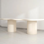 تحميل الصورة إلى عارض المعرض، Sleek 6 seater dining table with a unique curvy design, creating a sophisticated dining atmosphere.
