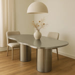 تحميل الصورة إلى عارض المعرض، The Victoria stainless steel dining table with a unique curvy design, adding a touch of modern elegance to your home.