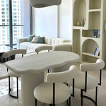 تحميل الصورة إلى عارض المعرض، The Claudia round dining chair with a soft seat, offering a perfect blend of comfort and style.