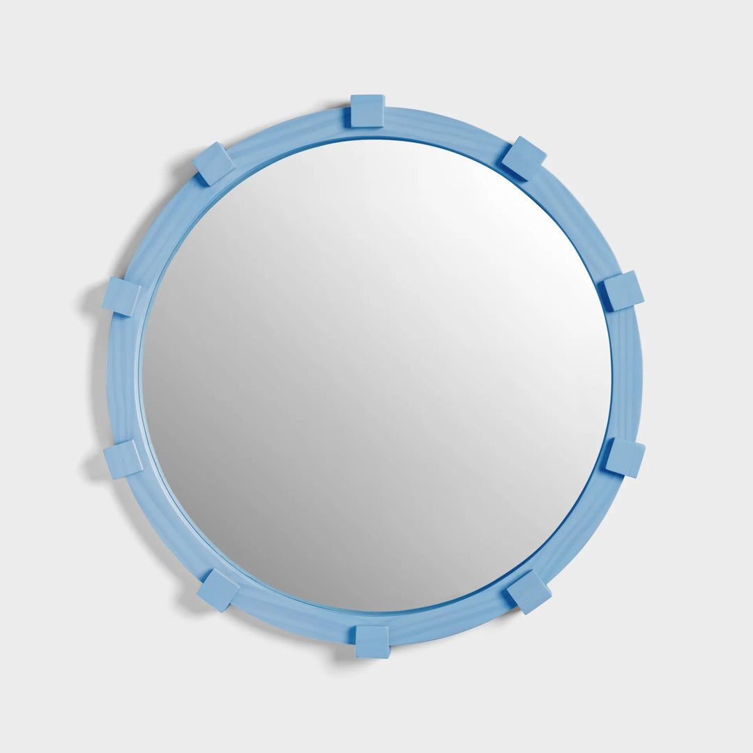 Chunk Mirror Small Blue - Pine Wood Decorative Folk Style Wall Mirror