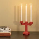تحميل الصورة إلى عارض المعرض، Candle Holder Chunk Large Red - Aluminium Decorative Folk Style Candle Holder