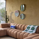 تحميل الصورة إلى عارض المعرض، Chunk Mirror Oval Green - Pine Wood Decorative Folk Style Wall Mirror