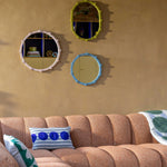 تحميل الصورة إلى عارض المعرض، Chunk Mirror Small Blue - Pine Wood Decorative Folk Style Wall Mirror