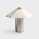 تحميل الصورة إلى عارض المعرض، Table Lamp Phira Brushed Steel Silver - Designer Sheet Metal Lamp