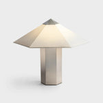 تحميل الصورة إلى عارض المعرض، Table Lamp Phira Brushed Steel Silver - Designer Sheet Metal Lamp
