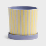 تحميل الصورة إلى عارض المعرض، Planter Ray Yellow – Porcelain Decorative Planter with Hand-Painted Striped Design
