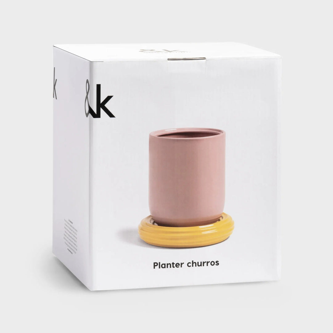 Planter Churros Pink – Stoneware Decorative Planter with Colorful Design