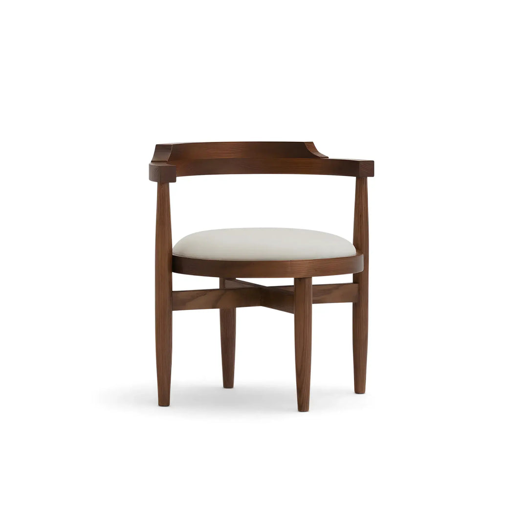 The Naomi wooden chair with a sleek and timeless design, ideal for both dining and workspace settings.