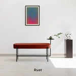 تحميل الصورة إلى عارض المعرض، The Danielle Bench in rusty red fabric.