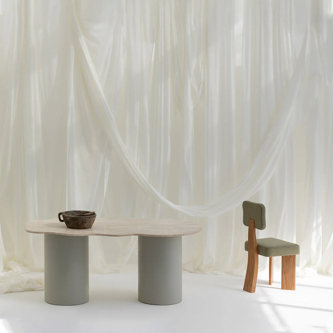 The Victoria Dining Table in Tavertine